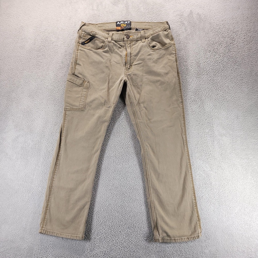 Ariat Jeans Mens 36x30 Beige Rebar M4 Low Rise Straight Relaxed Workwear Denim